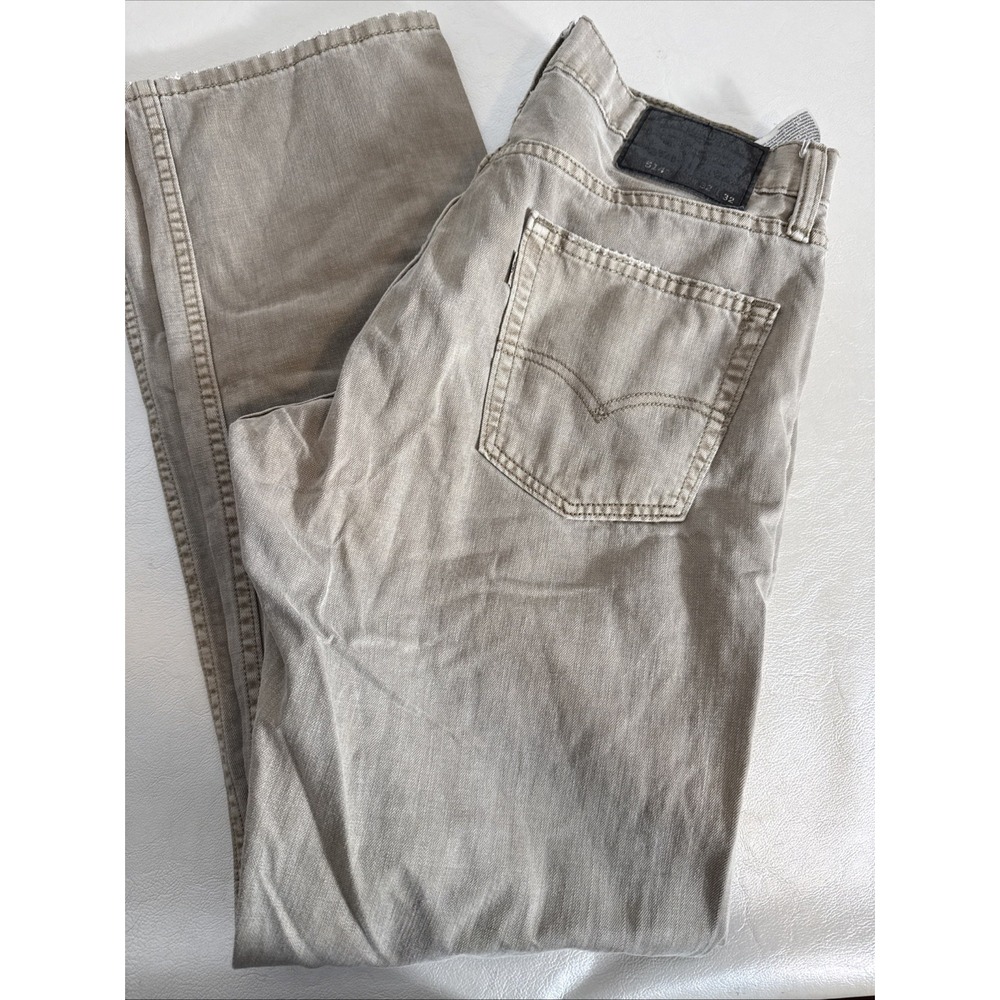 Levi's 514 Mens Jeans 32x32 Tan Beige Straight Leg White Tab Black Leather Label